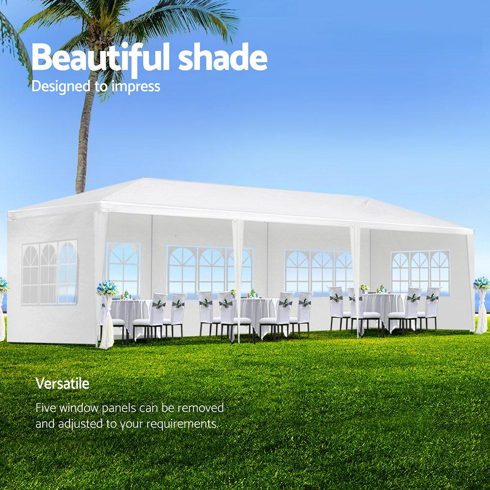 Instahut Gazebo 3x9m Outdoor Marquee side Wall Gazebos Tent Canopy Camping White 5 Panel