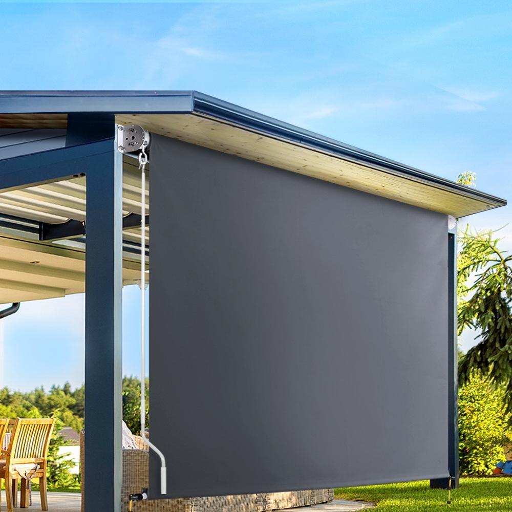 Instahut 2.4m x 2.5m Retractable Roll Down Awning - Grey