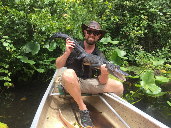 Forrest Galante holding a crocodile 