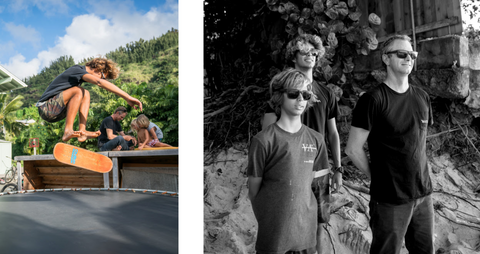 The Beschen Family skateboarding and at the beach