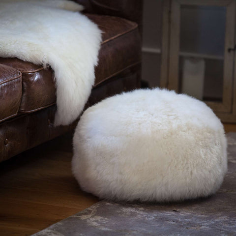 Natural sheepskin footstool