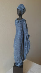 Lady in Blue with Turban - Powertex textile hardener - Regine Dossche