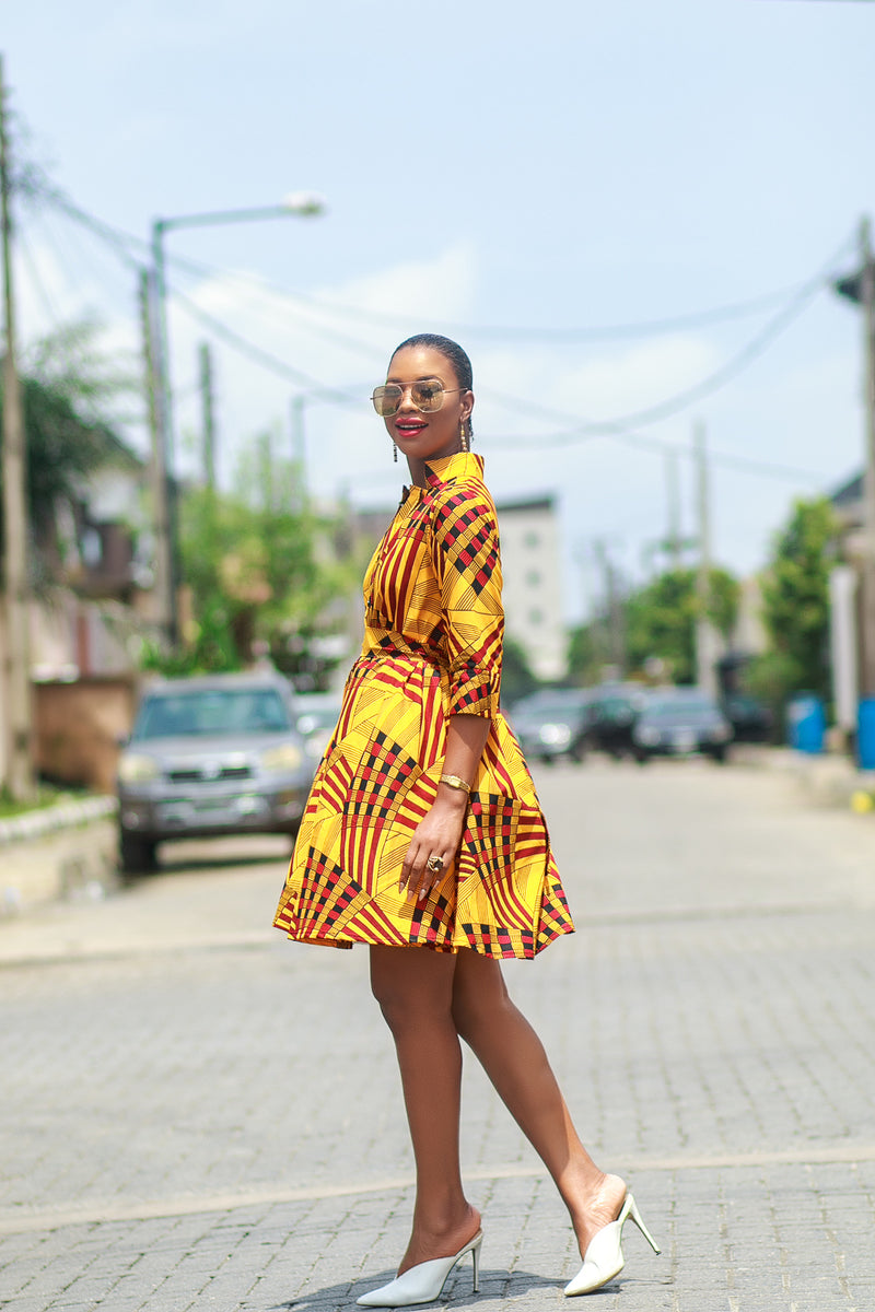 african print shirt dress