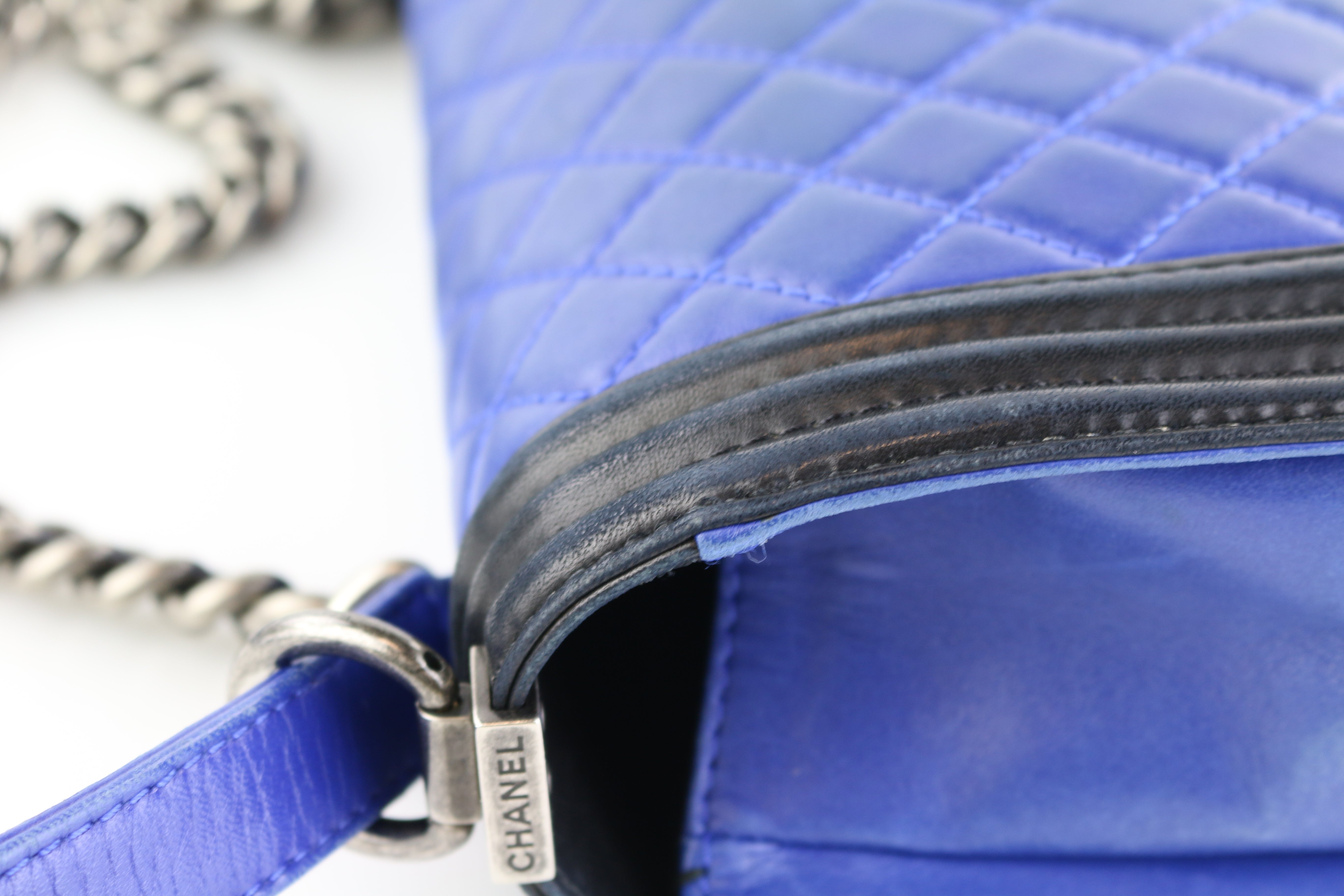Blue/Back Lambskin Old Medium Boy