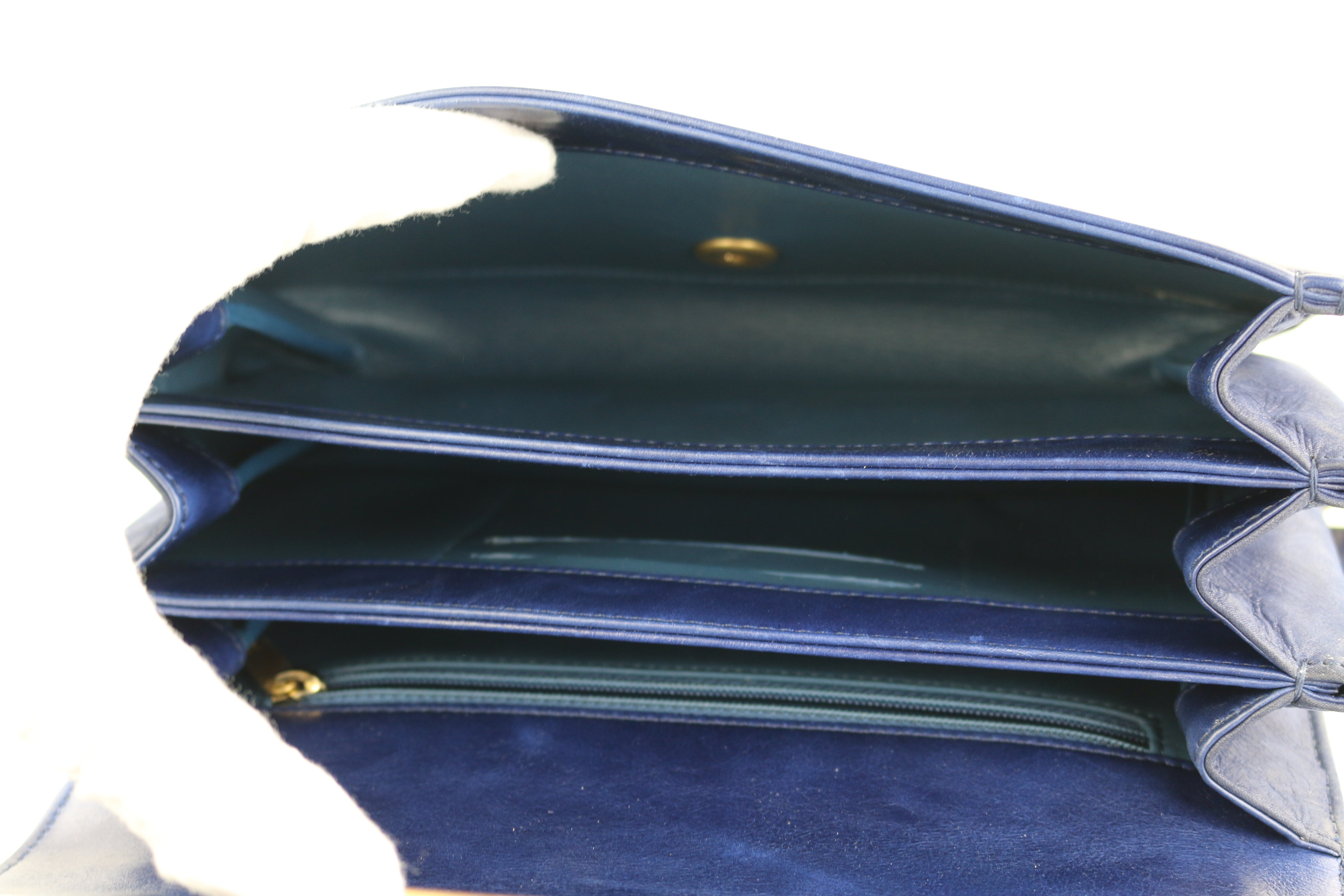 Navy Calfskin Line Flap Bag