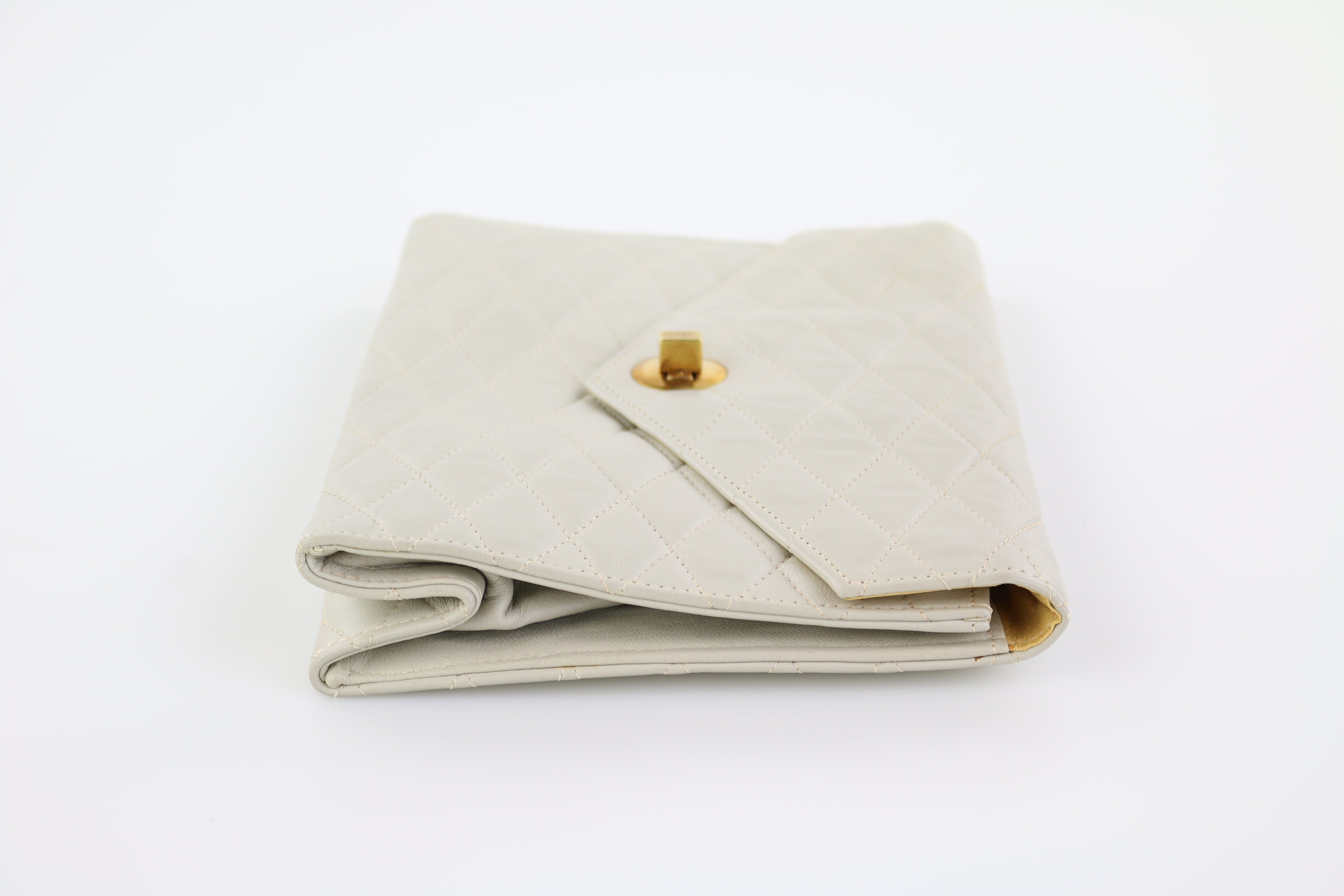 Beige Lambskin Vintage Clutch