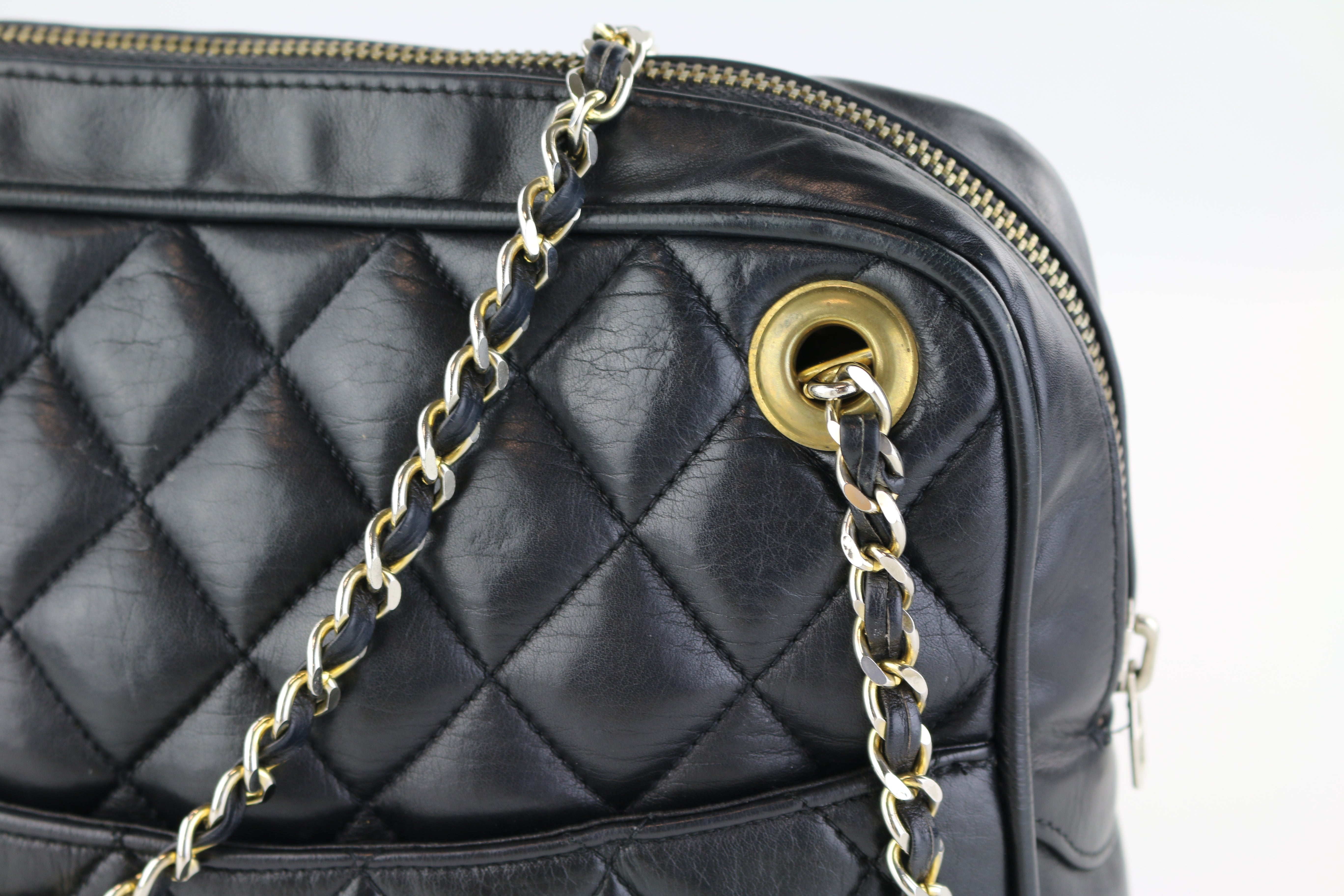Black Lambskin Shoulder Bag