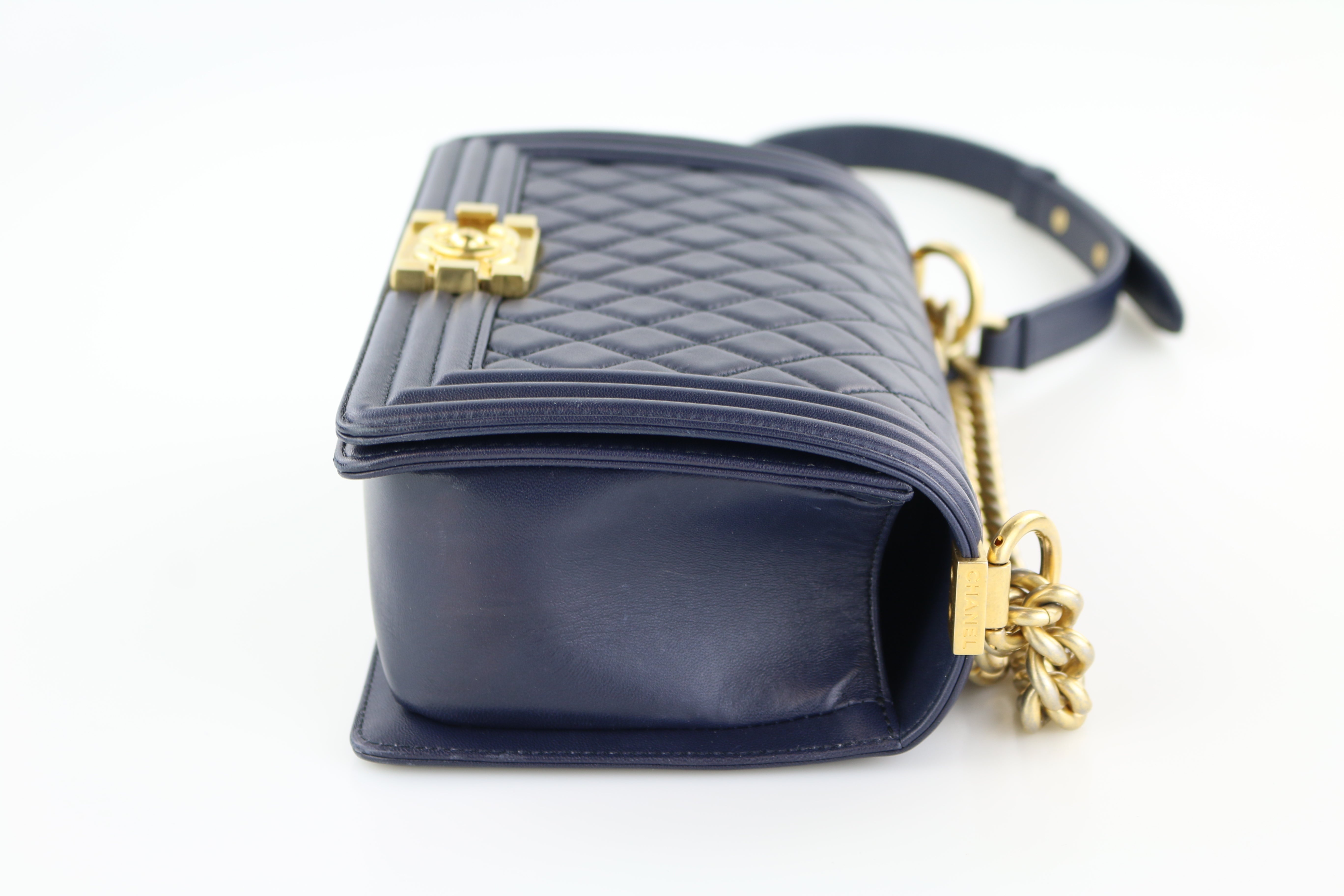 Navy Lambskin Old Medium Boy