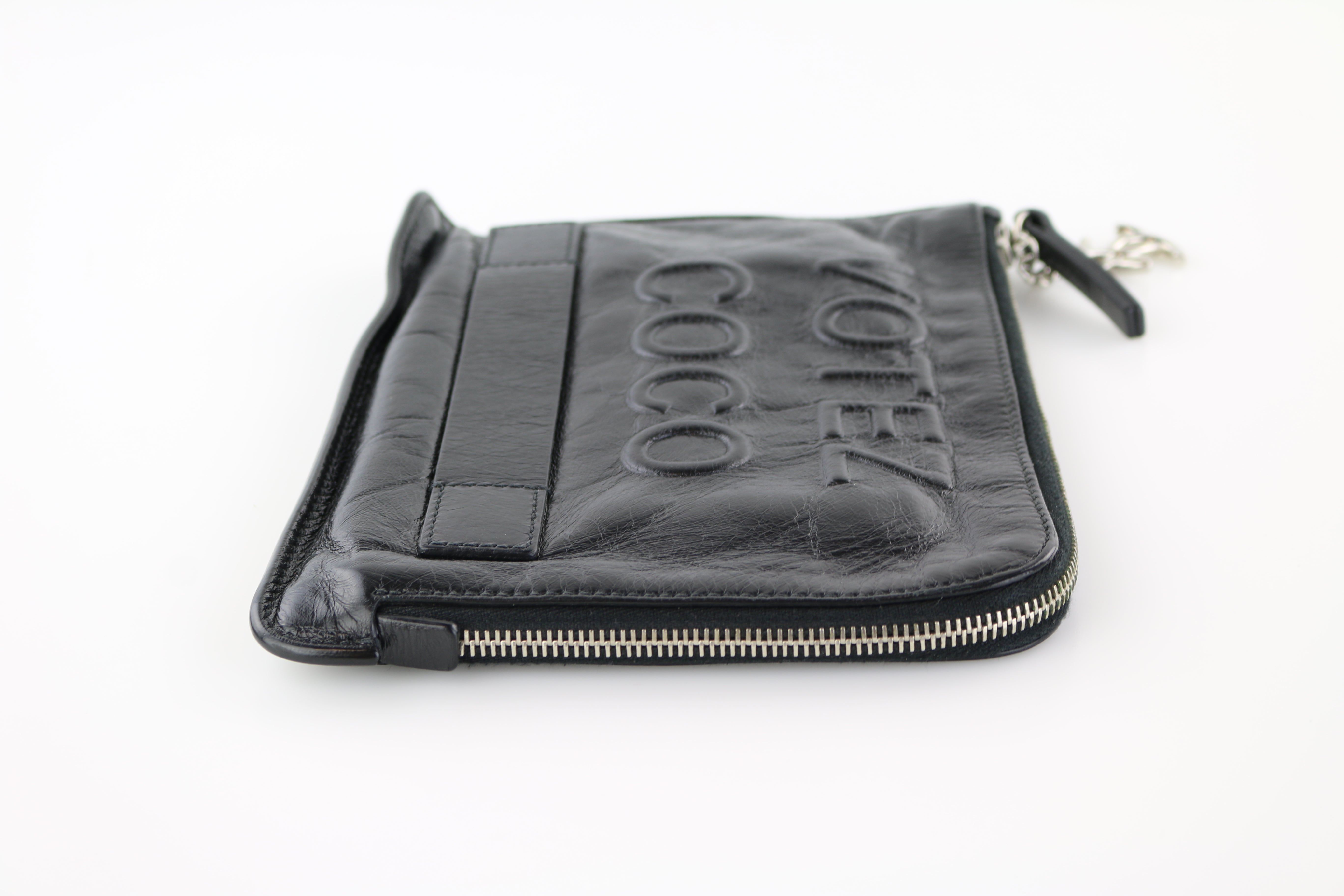 Black Distressed Leather Votez Coco Clutch