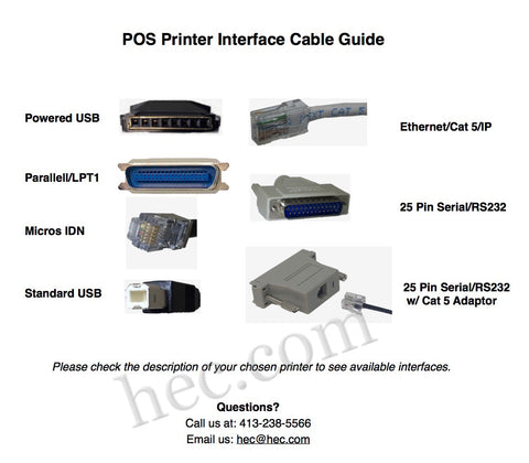 Hillside Electronics POS Printer Interface Cable Guide 