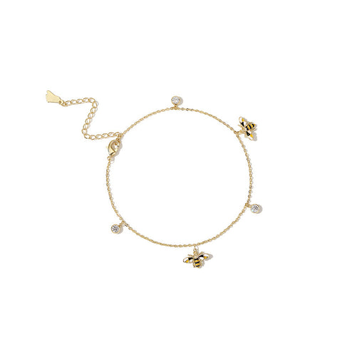 Cute Honey Bee Anklet Gold Plated Jewelry Chic Accessories Gift Women