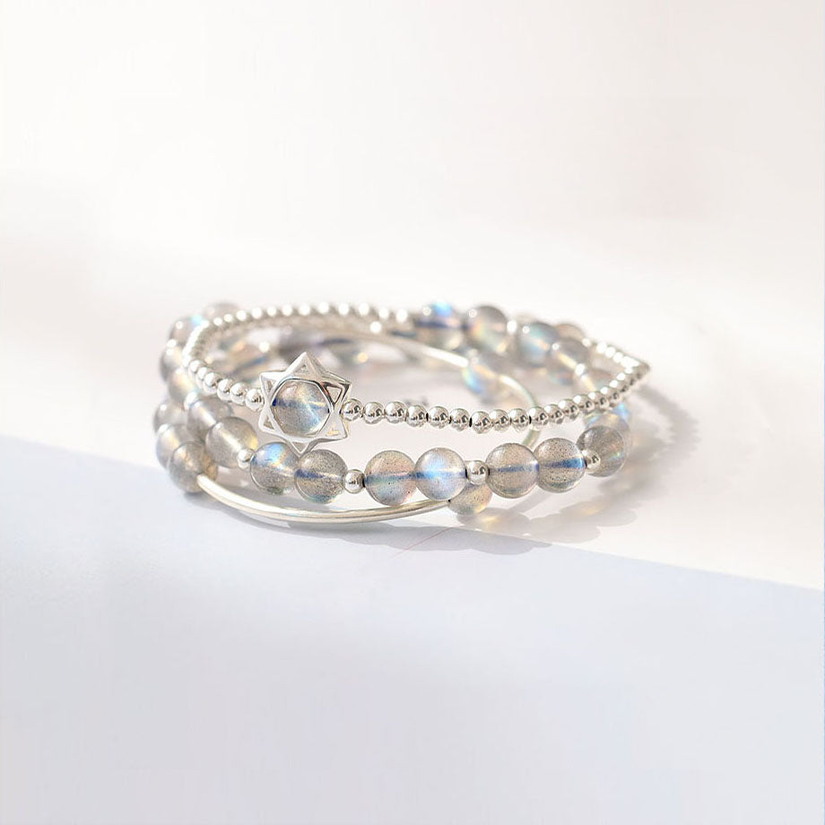 Sterling Silver Grey Moonstone Bead Rosantica Bracelets Handmade Jewelry Accessories Gift Women chic