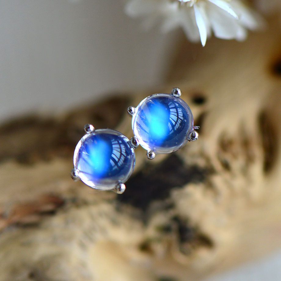 beautiful blue moonstone stud earrings women