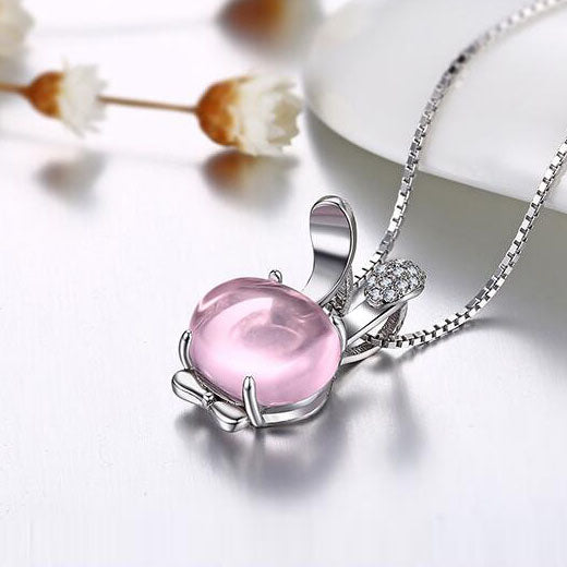 Pendant Necklace Gift Womans Jewellery Rose Quartz Pendant Necklace Pink Gemstone Pendant Necklace Boho Jewellery