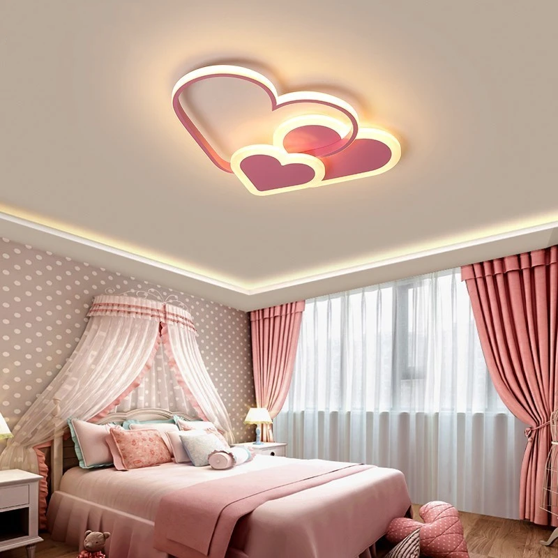 Pink Led Chandelier Light For Girl Bedroom Plafond Acrylic Lighting