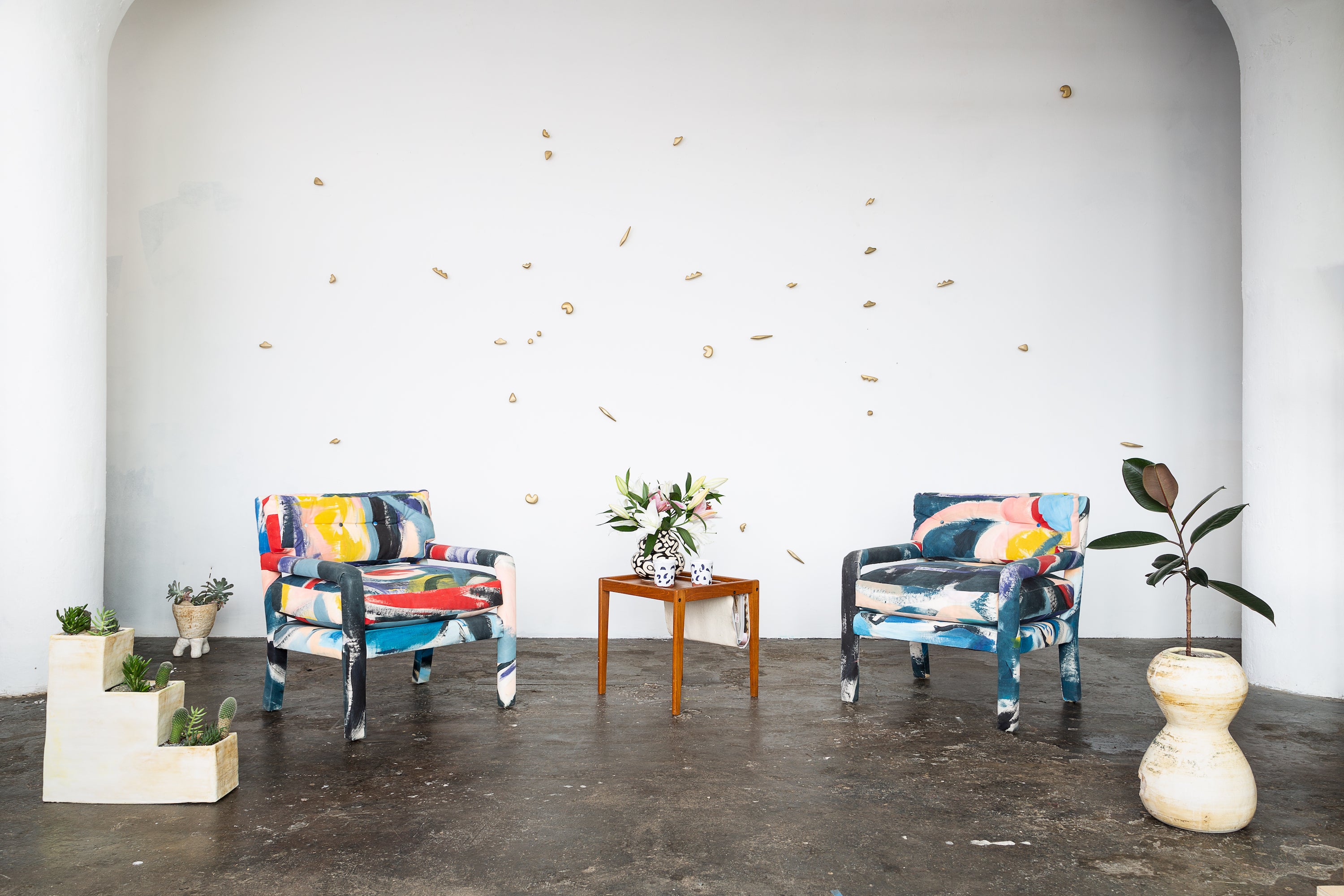 Elemental Holds by Noah Spencer, Painted Chairs by Naomi Clark Elemental Holds by Noah Spencer, Painted Chairs by Naomi Clark