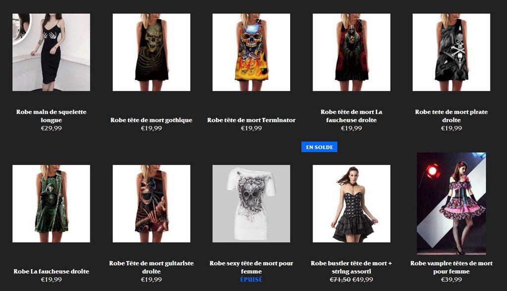 Collection robes tetes de mort de la boutique tetes-de-mort.com