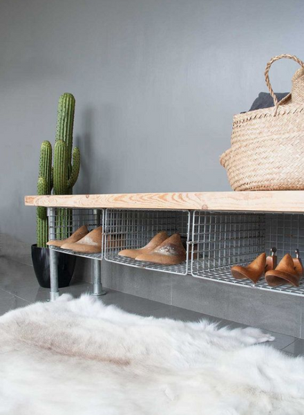 Rustic bench with smart storage