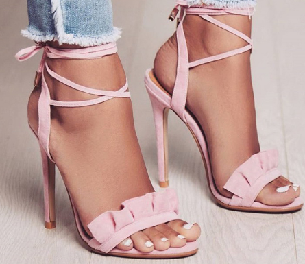 pink ruffle heels