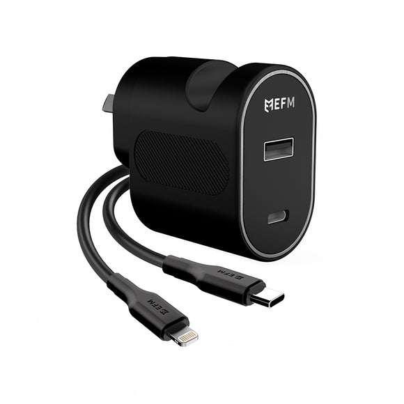 EFM 30W Dual Port Wall Charger|With Type C to Lightning Cable 1M