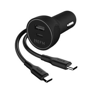 EFM Dual Port Car Charger with USB-C PD & USB-A Ports|39W QC3.0 with Type-C to Type-C Cable