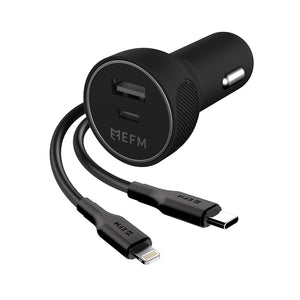 EFM 39W Dual Port Car Charger|With Type C to Apple Lightning Cable