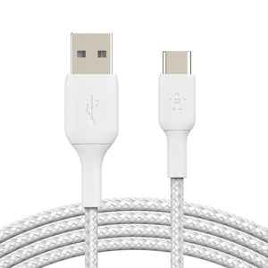 Belkin BoostCharge USB-A to USB-C Braided Cable  3m|Universally compatible - White