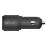 Belkin BOOSTCHARGE Dual USB-A Car Charger 24W + USB-A to USB-C Cable|Universally compatible - Black