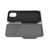 EFM Monaco Leather Wallet Case Armour with D3O 5G Signal Plus|For iPhone 12 mini 5.4" Black/Space Grey