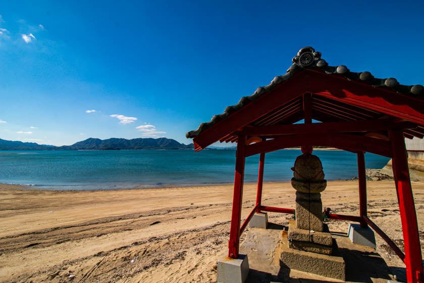 Lovely shrine on the beach along the shimanami kaido cycling route.