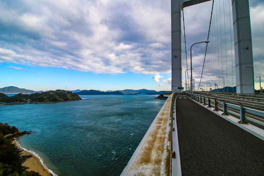 View from the kurushima kaikyou bridge - here starts the Shimanami kaido cycling route from Imabari.