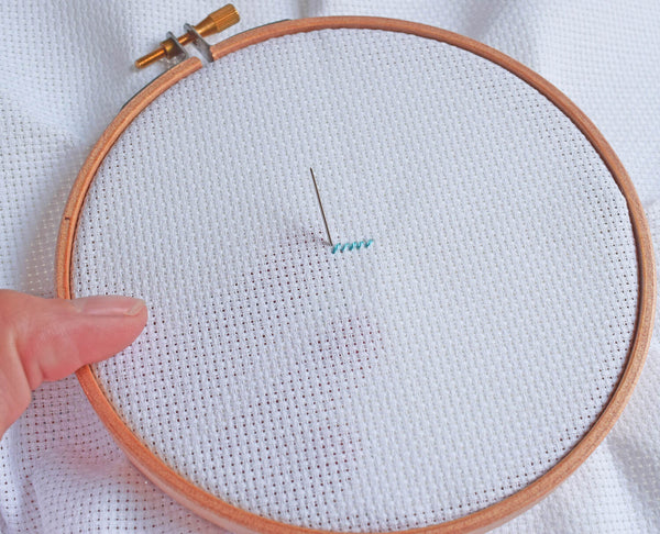 Begin the first cross stitch - how to cross stitch