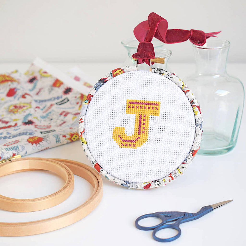 Embroidery hoop wrapped in fabric