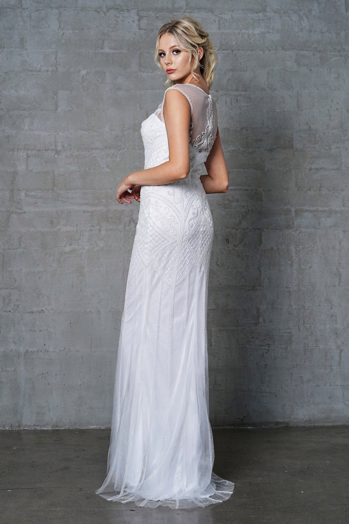 Embroidered Lace Cap Sleeves Long Mother Of The Bride Dress AC7001 Sale