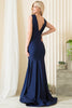 V-Neck Satin Mermaid Long Prom & Bridesmaid Dress AC370