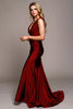 V-Neck Satin Mermaid Long Prom & Bridesmaid Dress AC370