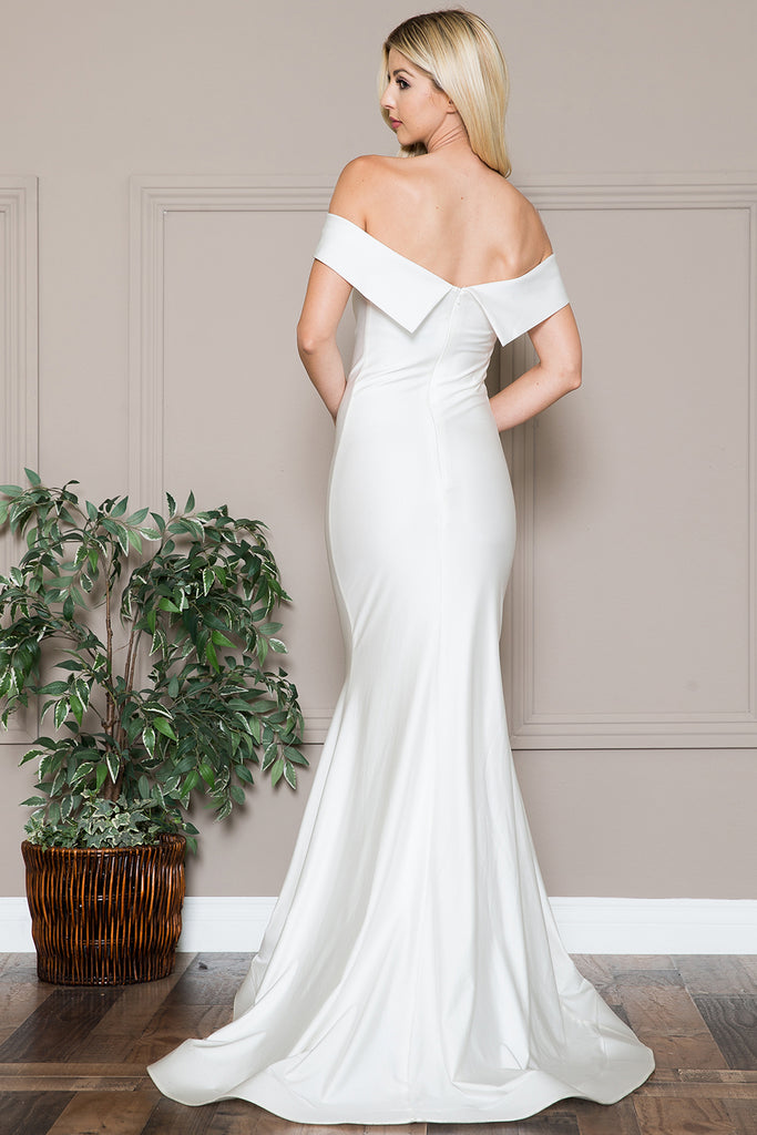 Off Shoulder Mermaid Fitted Long Evening & Wedding Dress AC373