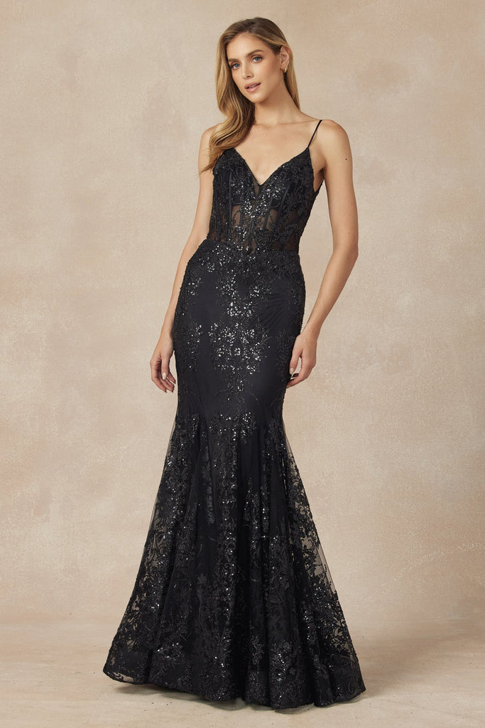 V-Neck Embroidered Lace Sleeveless Mermaid Long Prom Dress JT274 Sale