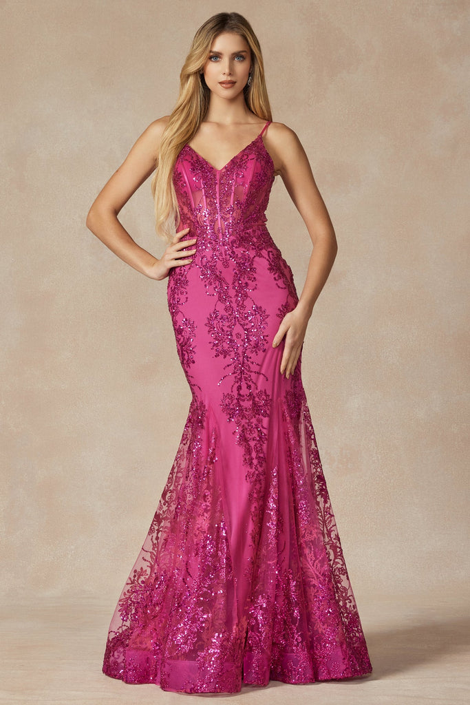 V-Neck Embroidered Lace Sleeveless Mermaid Long Prom Dress JT274 Sale