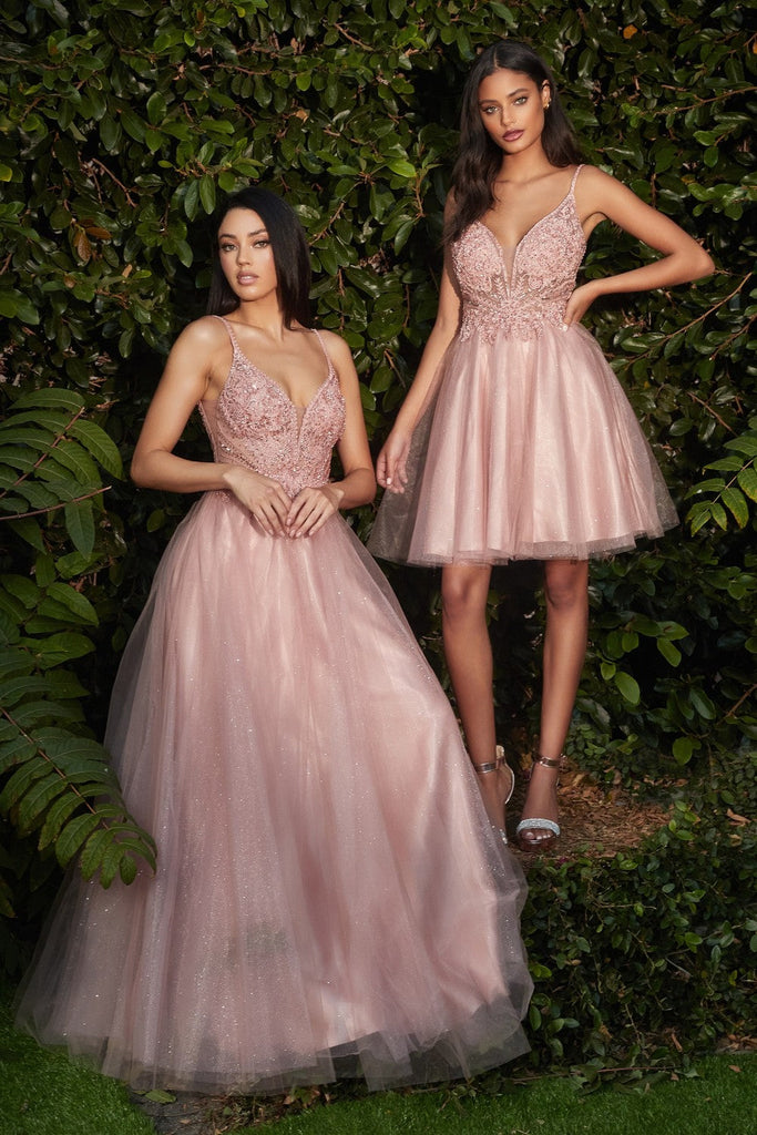 Layered Tulle A-Line Prom & Bridesmaid Gown Floral Laced V-neck V- Back Bodice Vintage Cute Evening Ball Dress Vintage Gown CDCD0195 Sale