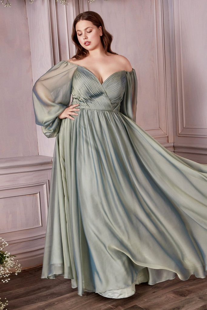 Classic Evening & Prom Dresses Long Sleeves Bodice A-line Chiffon Gown Plus Size Luxury Royal Style CDCD243C Sale