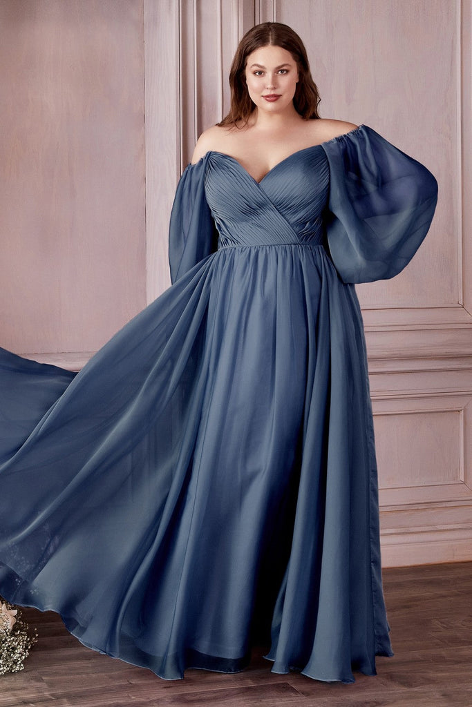 Classic Evening & Prom Dresses Long Sleeves Bodice A-line Chiffon Gown Plus Size Luxury Royal Style CDCD243C Sale