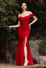 Satin Stretch Evening & Prom Gown Off Shoulder Sweetheart Bodice Straight Skirt with High Leg Slit Elegant Unique Style CDKV1050 Sale