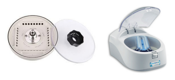 A Frontier Rotor R-A4xPCR-15 and a StripSpin 12 Mini Centrifuge.