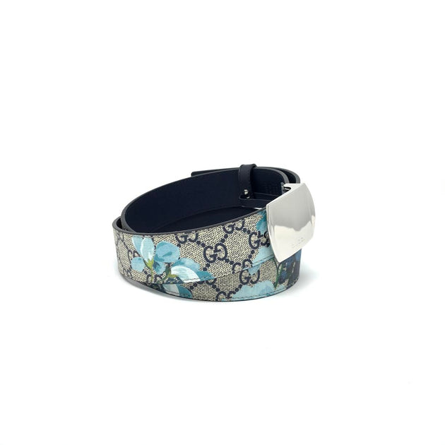 gucci floral belt blue