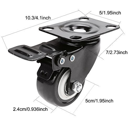 Black Swivel Plate Caster Omni Wheel Chair Table Castor Replacement Casters 