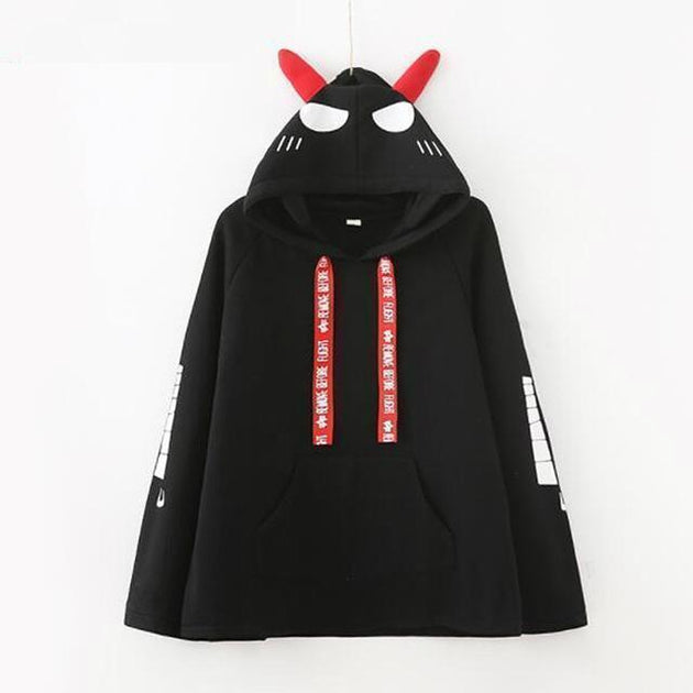 hoodie with devil horns on hood