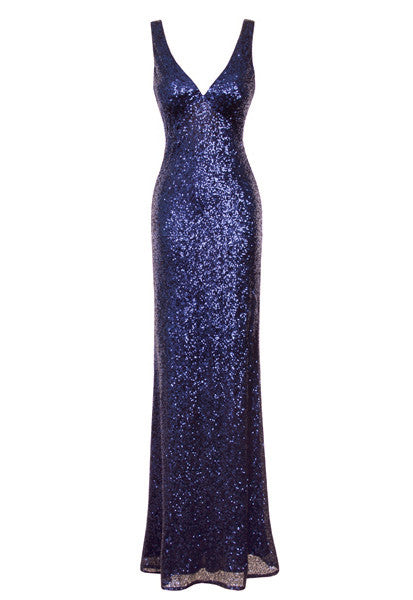 blue sparkly maxi dress