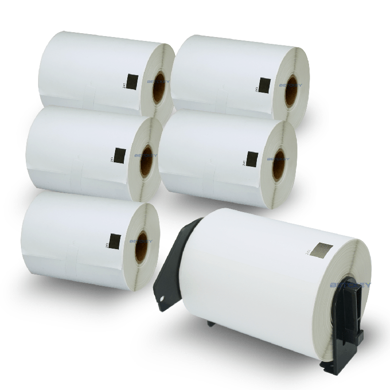 Compatible for Brother P-Touch QL-1050 QL-1050N QL-1060N QL-Series Label Printers DK-1241 DK1241 Die-Cut Length White Paper Tape Labels 101mm x 152mm 4 x 6 KCMYTONER 6 Rolls,200 Labels per roll 