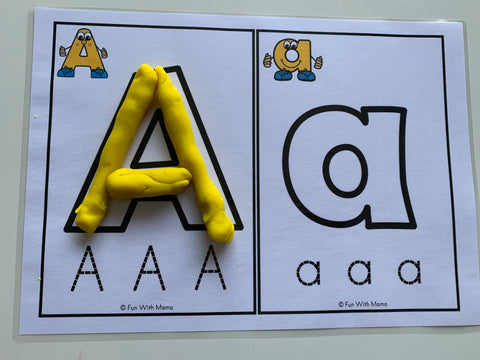Laminated alphabet template for play dough activities